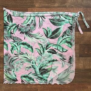 TiniBikini Pink and Green Leaf Print Swim Sarong